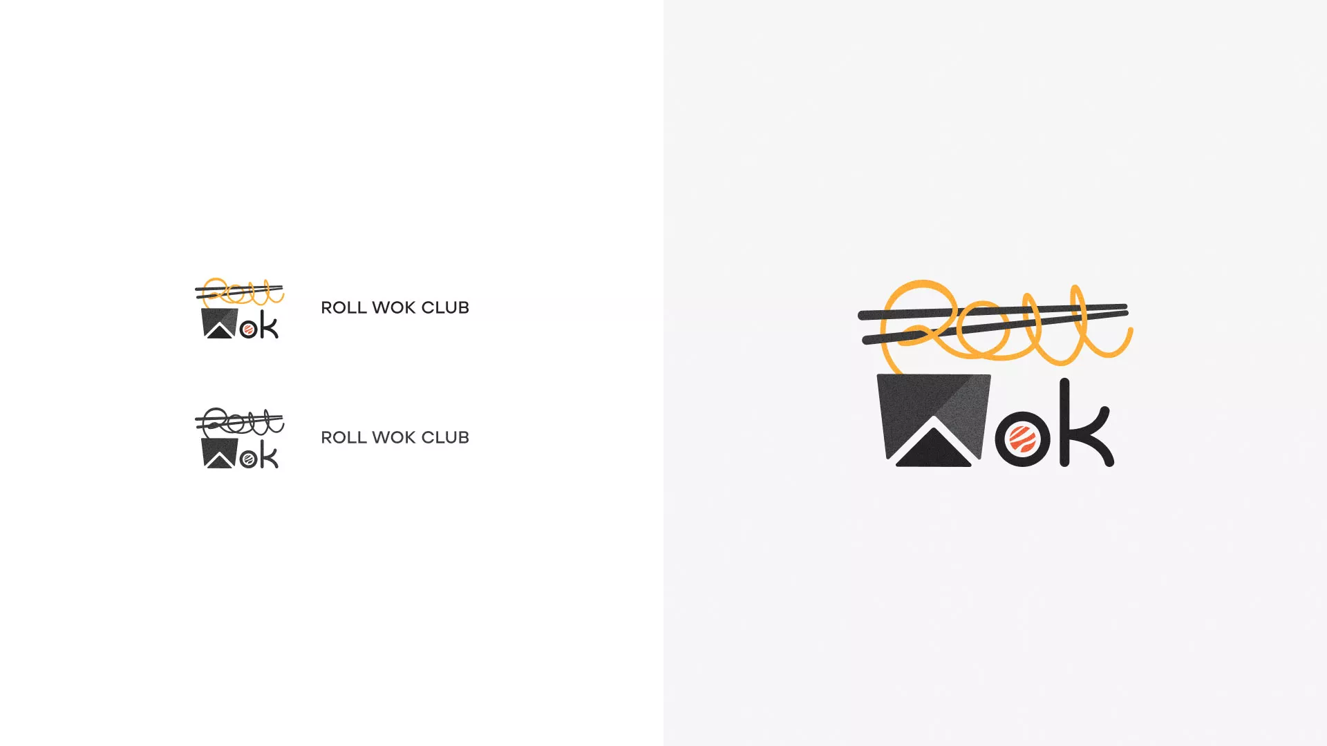 Разработка логотипа суши-бара «Roll Wok Club» в Сергаче